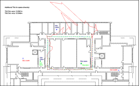 Estimated position tracking versus the actual track, same building