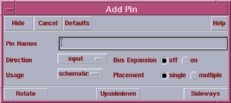 Add Pins window